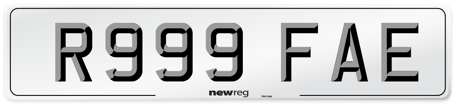 R999 FAE Number Plate from New Reg